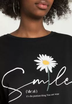 Even&Odd Damen LIZ SMILE DAISY TEE - T-Shirt Print - Black -Even&Odd Verkäufe 2023 ff873762e6a7453f8c5f31fc383d9f13